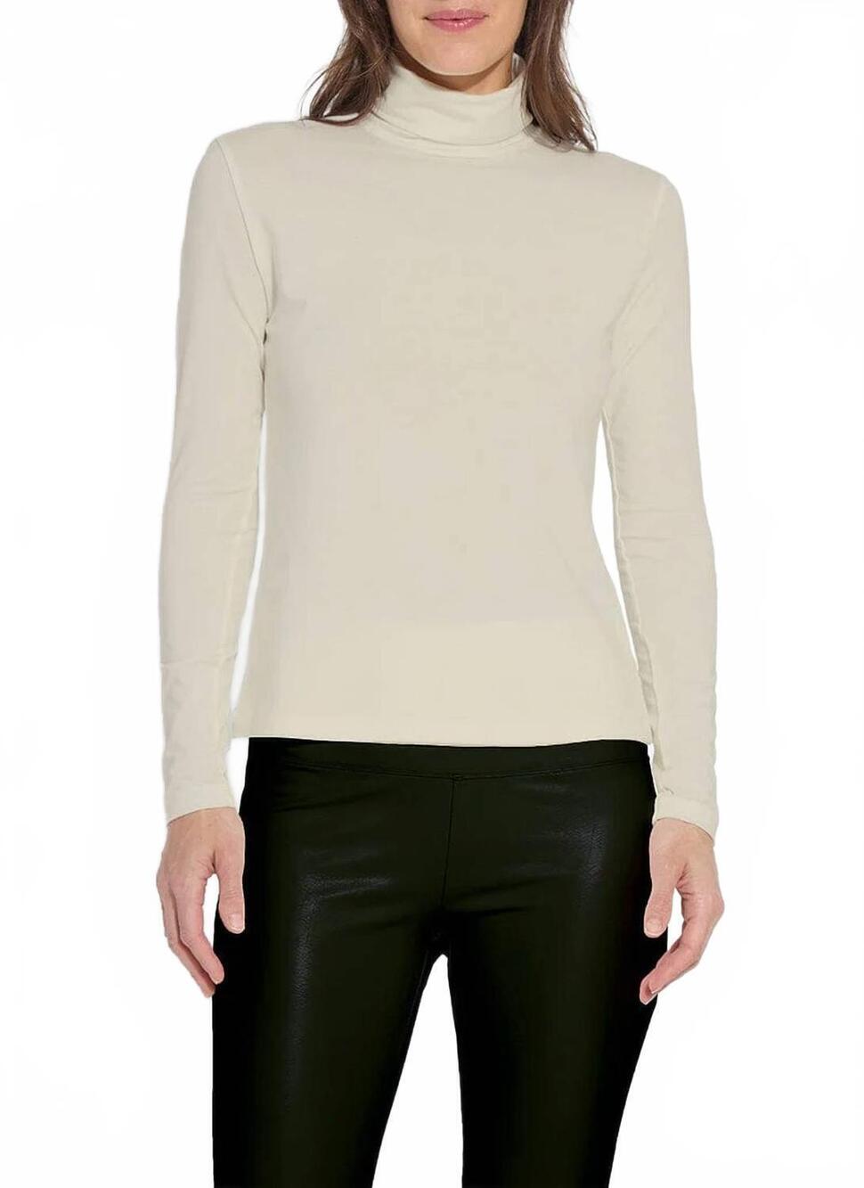 NEW LYSSE essential long sleeve turtleneck top in latte